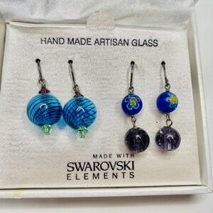 Blue and Purple Artisan Glass Earrings